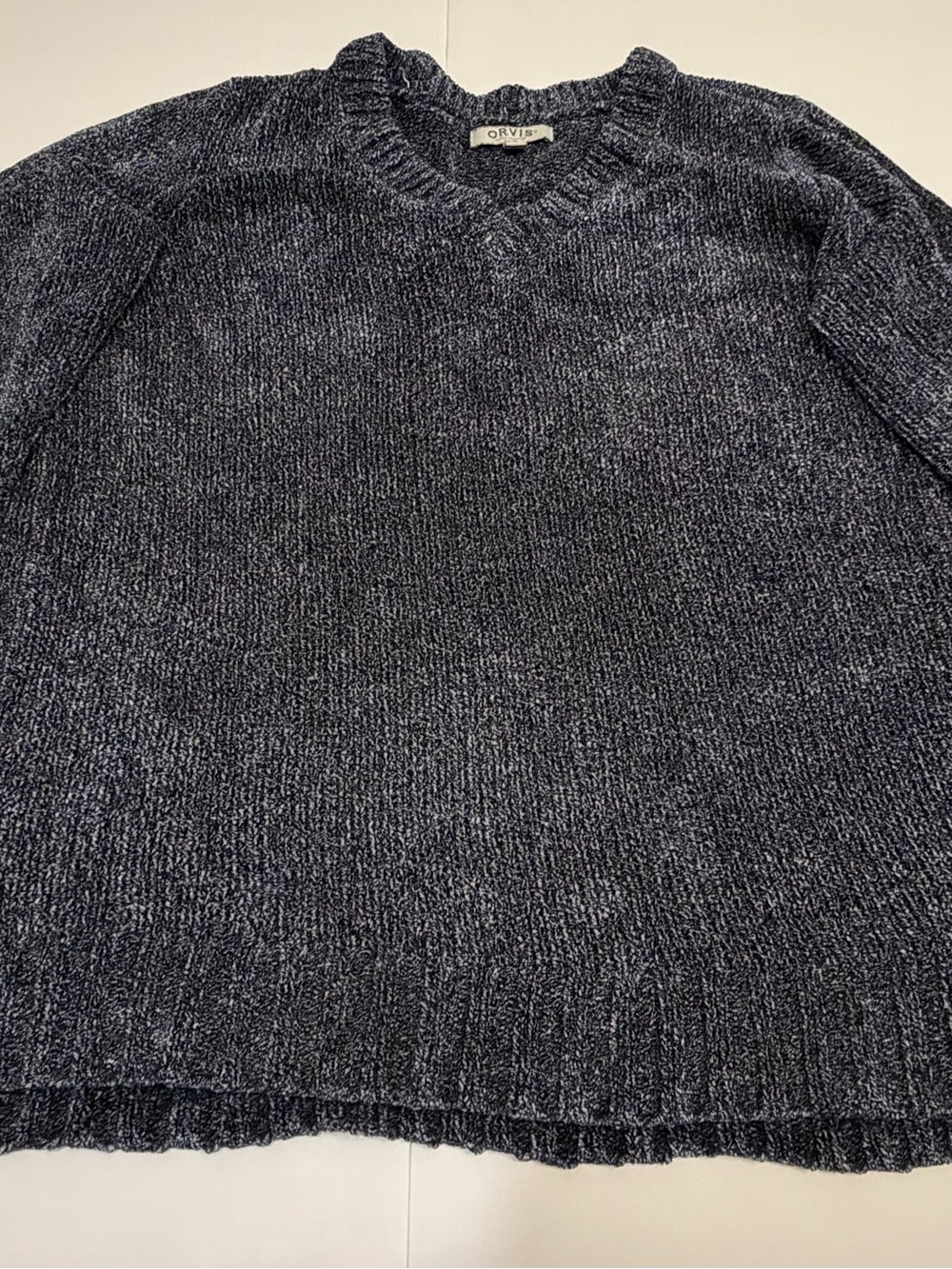 Orvis Men's Navy Marled V-Neck Pullover Sweater